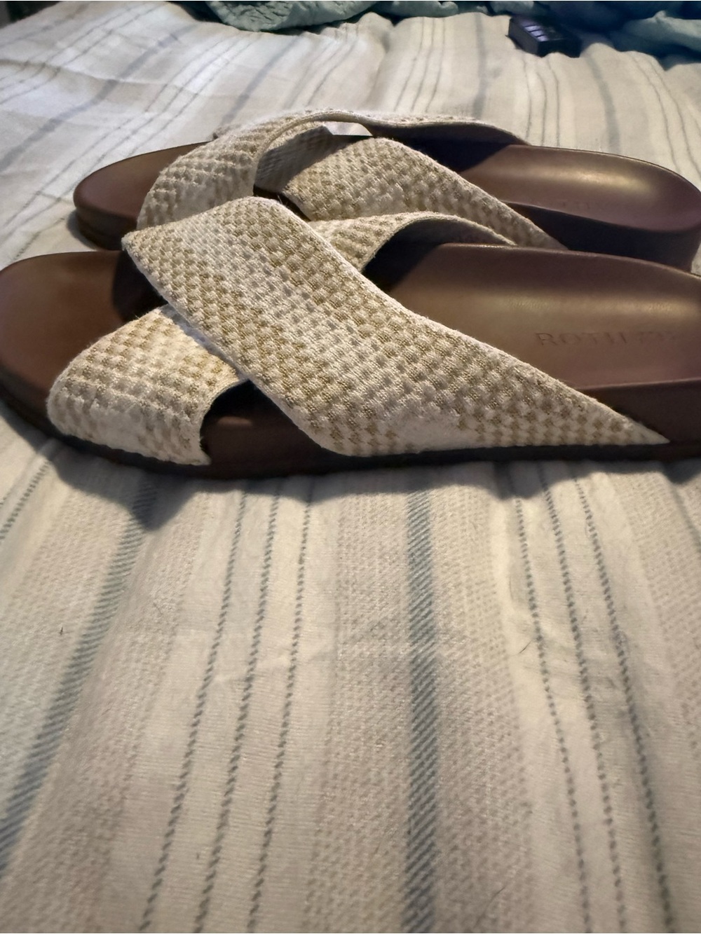 Rothy's Women's Crisscross Slide Sandals in Cream and Brown - Picture 6 of 6